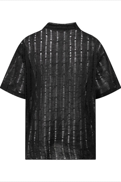 Y2K Ripped Half-Zip Loose Fit T-Shirt