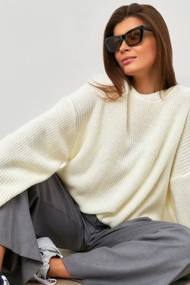 Solid Knit Crewneck Pullover Sweater
