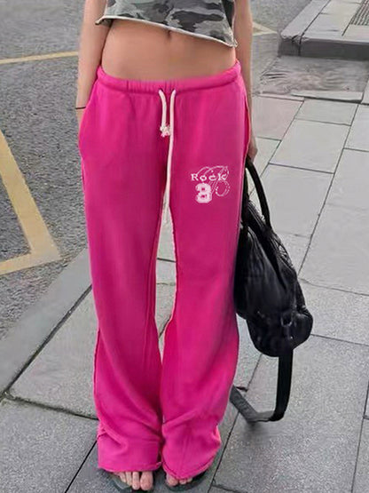 Numeric Alphabetical Prints Straight Leg Pants
