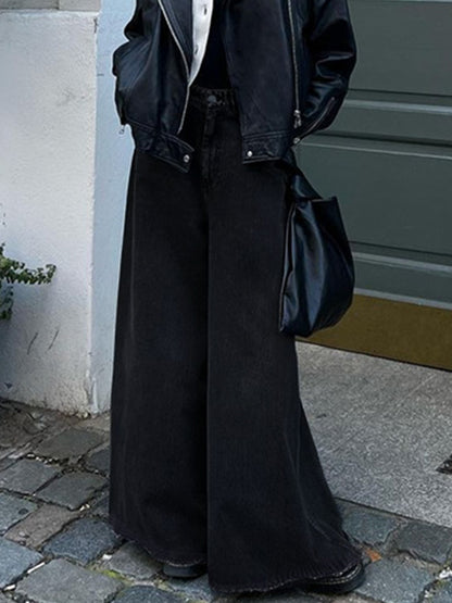 Raw Edge Mopping Black Flare Jeans