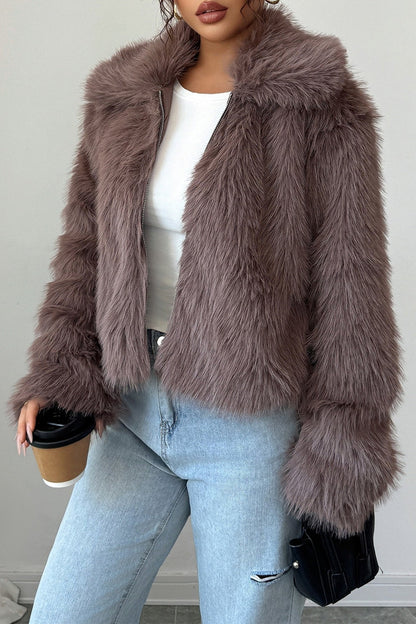 Plush Long Sleeve Elegant Maxi Coat