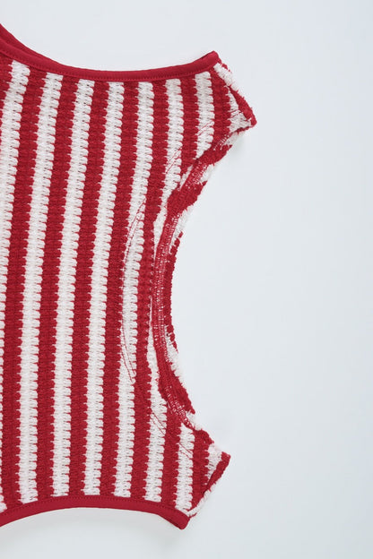 Contrast Striped Slim Fit Tank Top Shorts Set