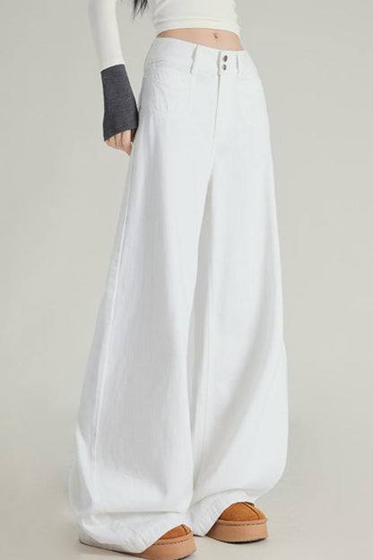 Wide Leg Flare High Waist Fleece Lined Jeans