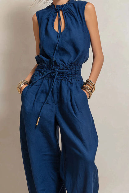 Chic Sleeveless Top and High-Waisted Wide-Leg Pants