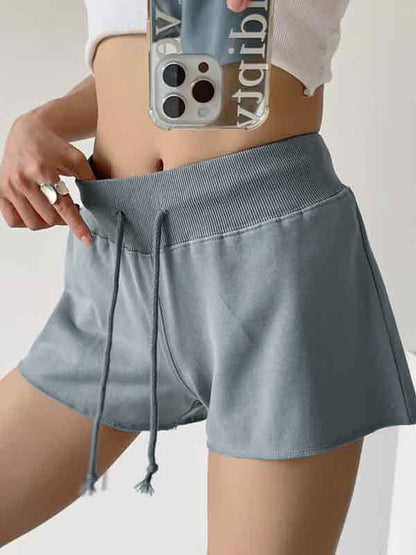 Solid Color Drawstring Shorts