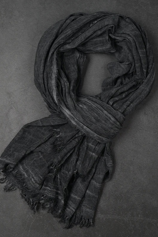 Techwear Hip Hop Punk Pleated Cotton Linen Distressed Vintage Scarf