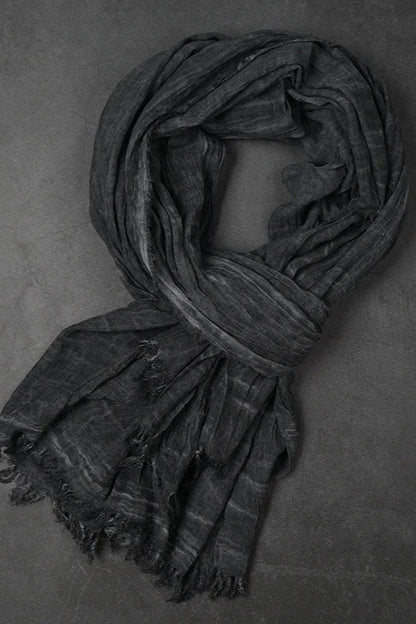 Techwear Hip Hop Punk Pleated Cotton Linen Distressed Vintage Scarf