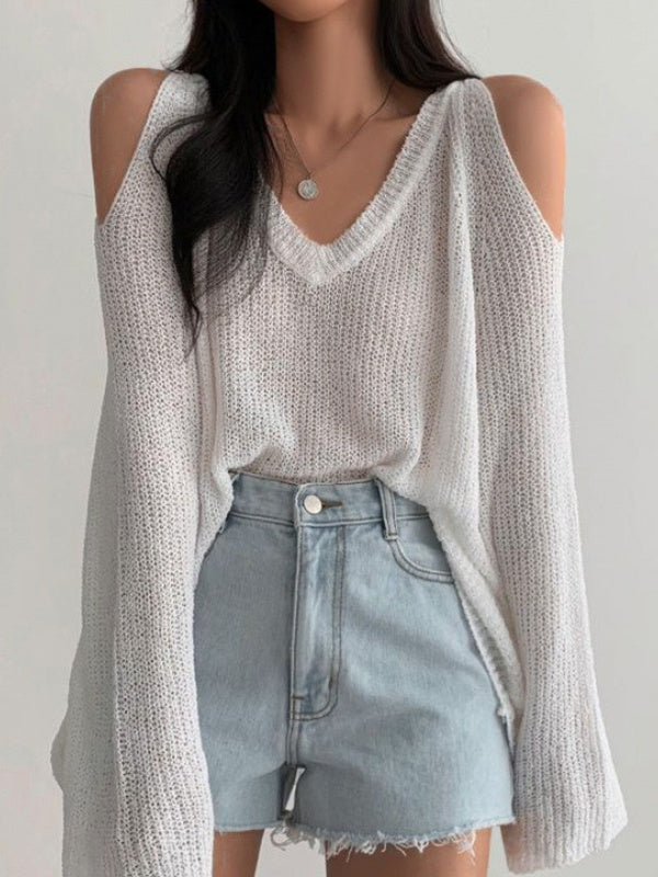 V Neck Cutout Knit