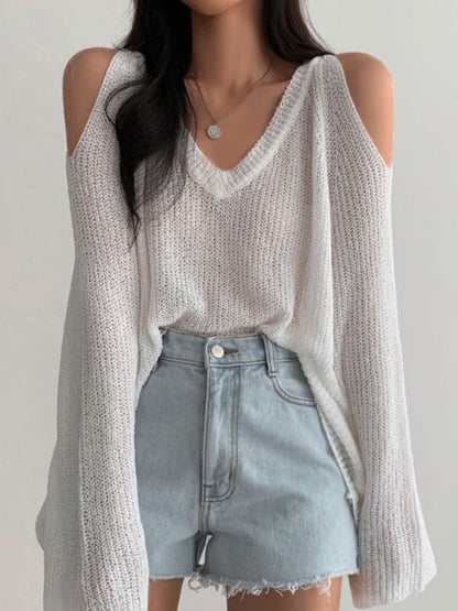 V Neck Cutout Knit