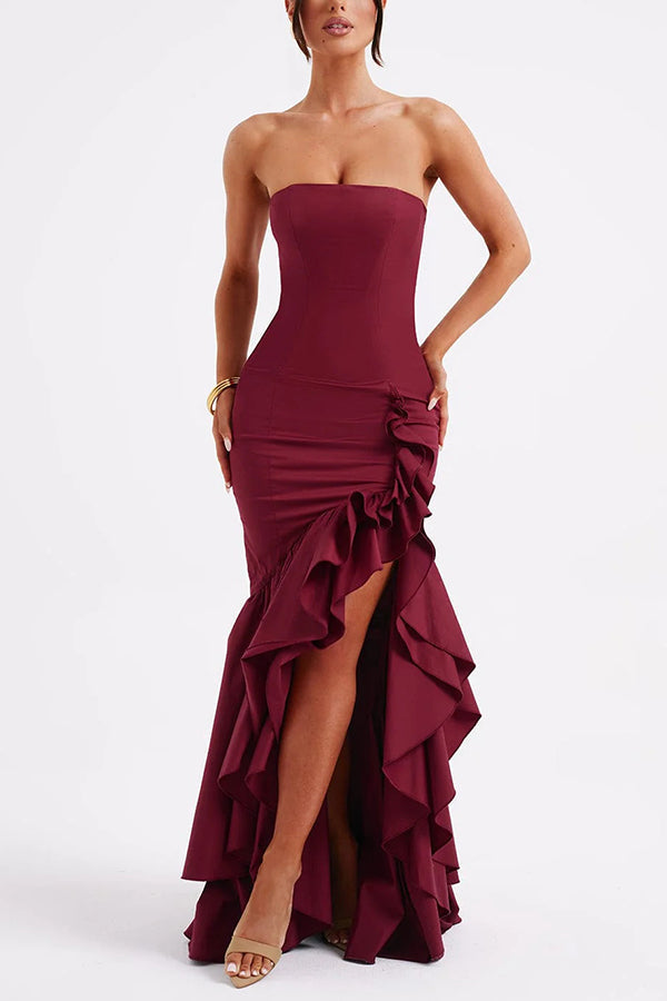 Ladies' sexy off shoulder, sexy off shoulder strapless, hip hugging, irregular wave fashion party dress
