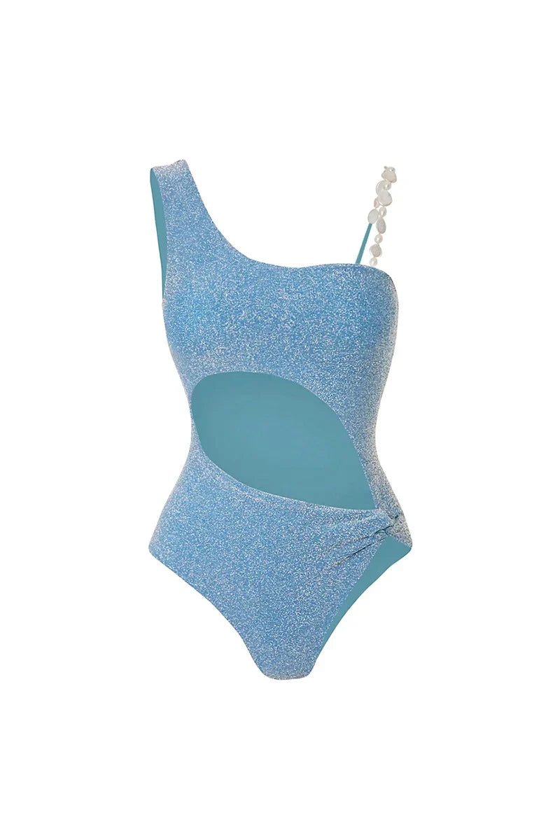 Conjunto de traje de baño estilo resort con recortes