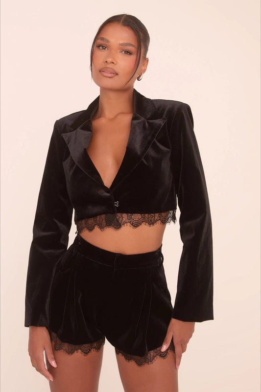 Lace Trim Crop Top High-Waisted Shorts Two Pieces Set