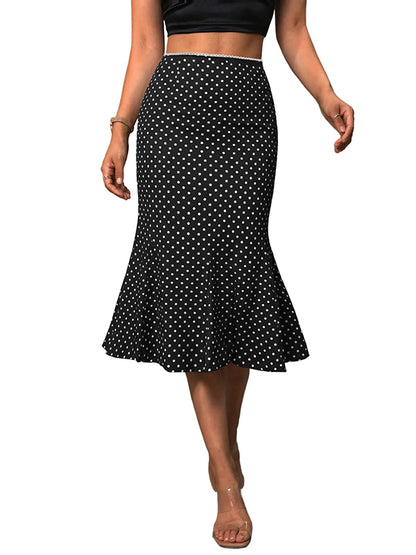 Polka Dot Ruffle Maxi Skirts