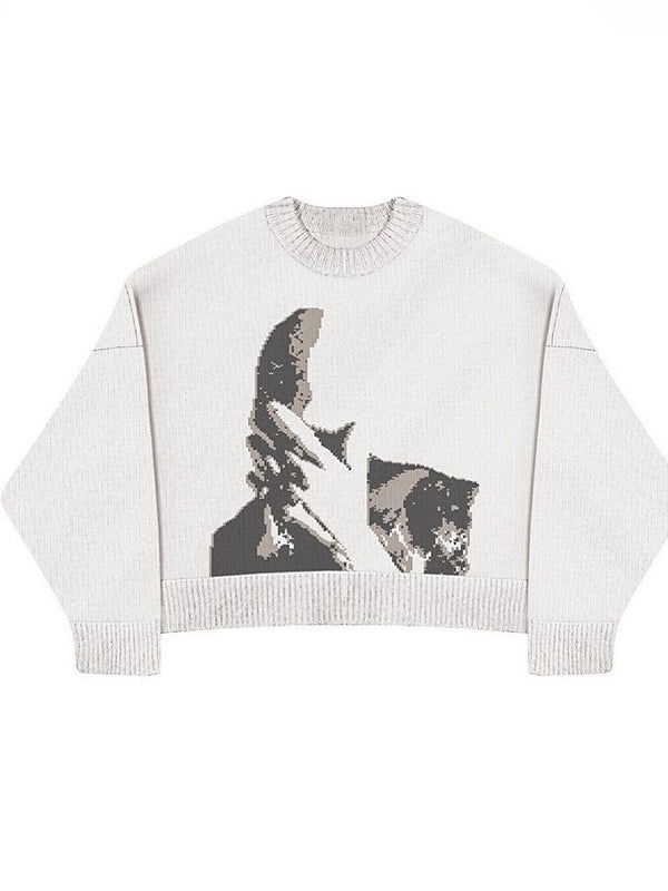 Face Print Oversized Sweaters