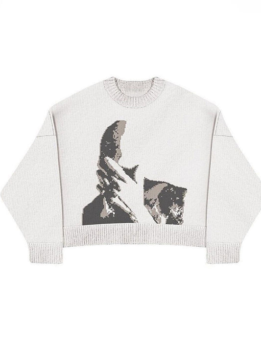 Face Print Oversized Sweaters