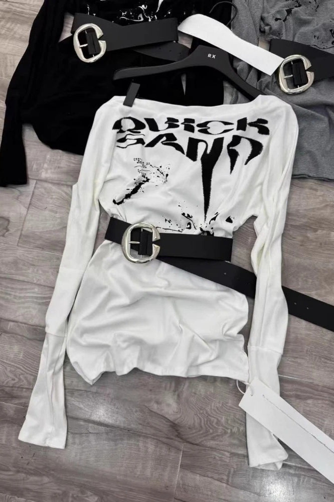 Y2K American Vintage Skew Neck Knit Top
