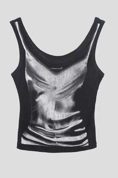Shadow Body Print Slim Fit Crop Top