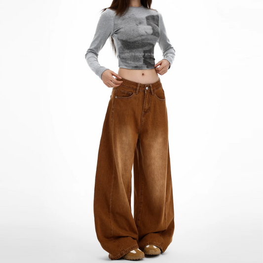 Zip-up button low rise straight leg | Baggy Low Rise Jeans  | Festival Outfits Women