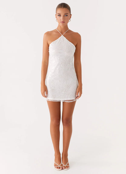Rumi Beaded Mini Dress - White