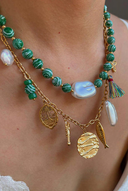 Bohemian Multi-pendant Beaded Necklace