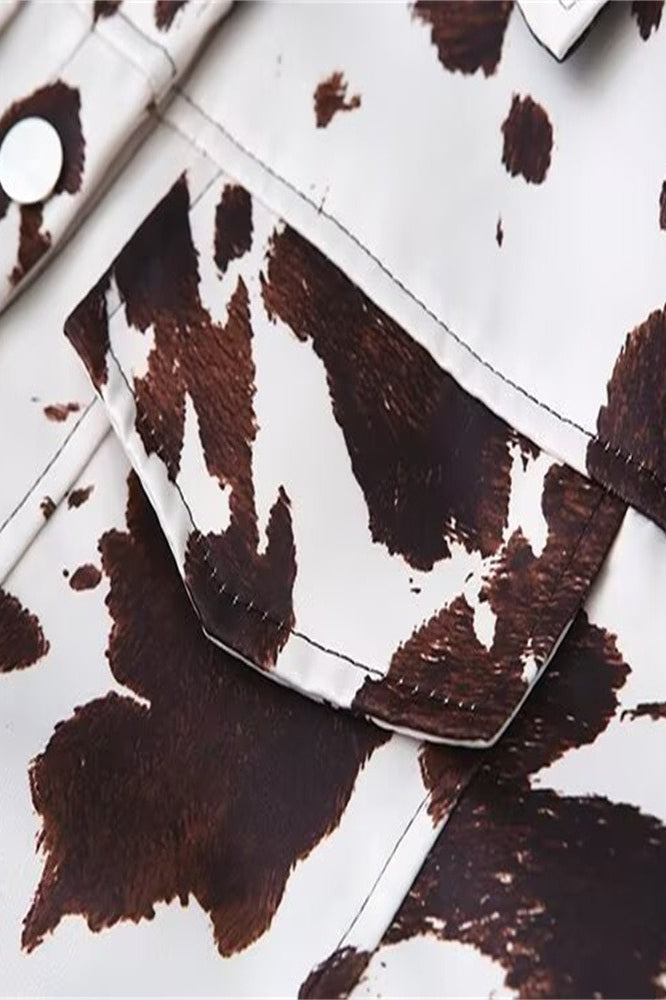 Vintage Print Long Sleeve Shirt Coat