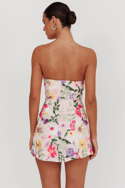 Entered The Chat Strapless Mini Dress Multi
