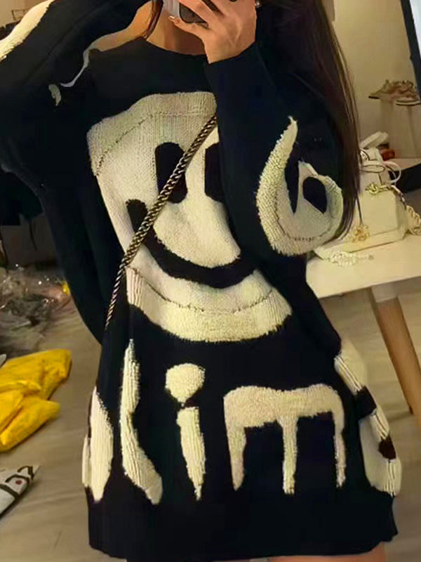 Smile Print Thicken Loose Sweater