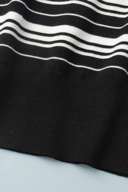 Vintage Striped Knit Polo Sweater