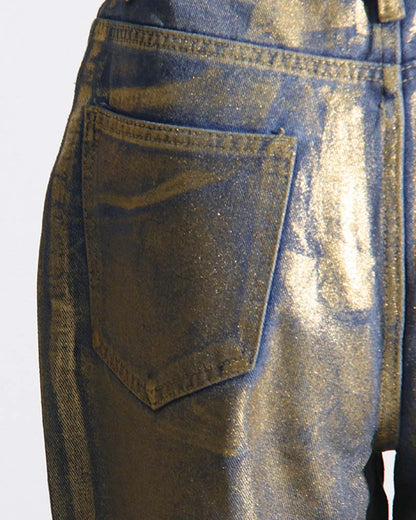 Baggy Jeans With Gold Accents