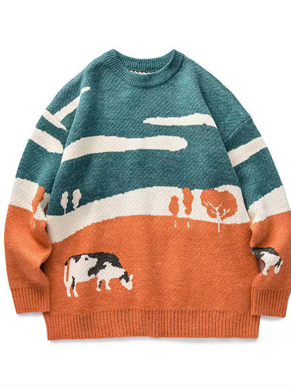 Cow Print Oversized Sweaters