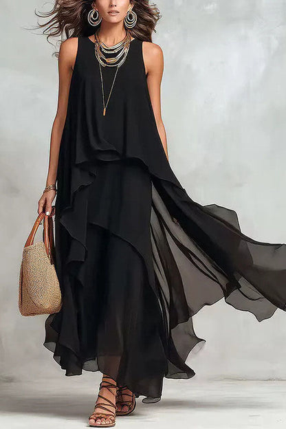 Ethereal Layered Ruffle Maxi Dress