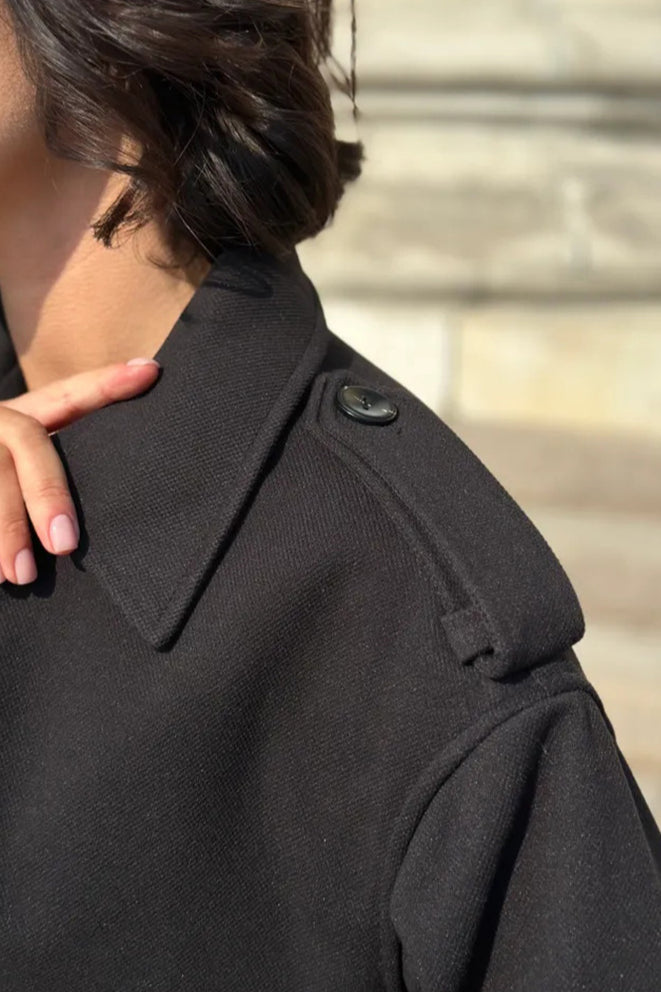 Casual Trench Style Cropped Jacket