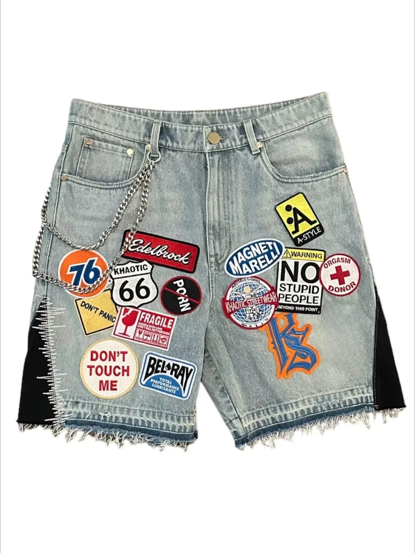 Harajuku Embroidered Applique Denim Shorts