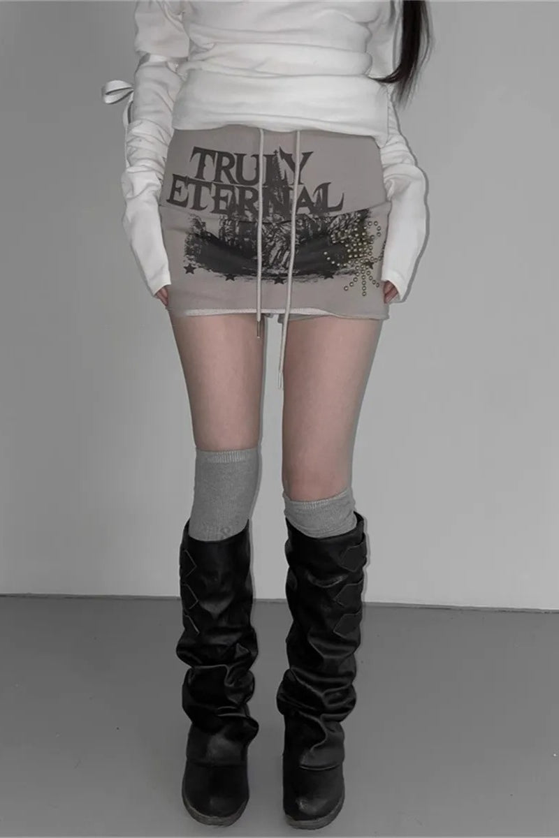 Versatile High Waist Rivet Skirt