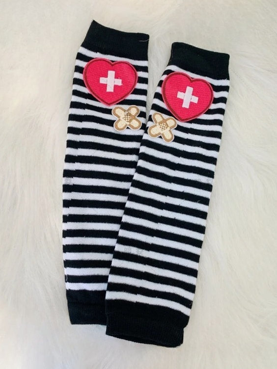 Gothic Punk Striped Fingerless Gloves