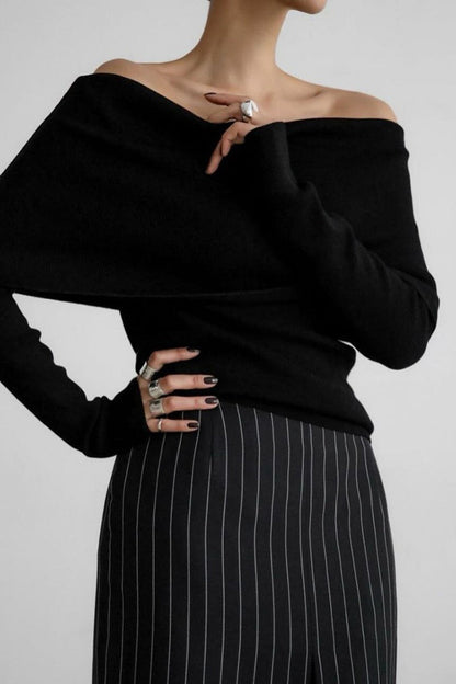 Sexy Off Shoulder Ribbed Sweater