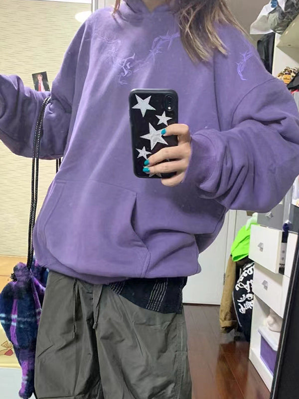 Street Thorn Print Oversized Hoodie