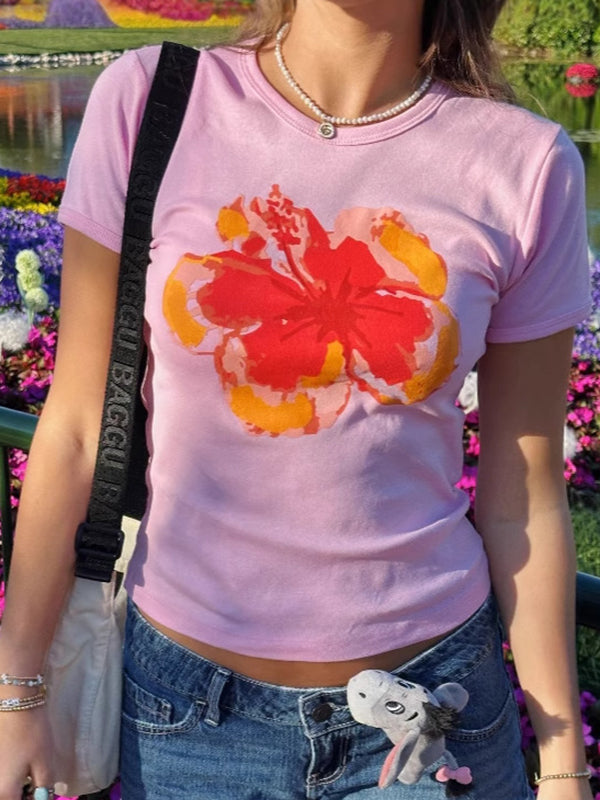 Floral Print Short Sleeve Tee