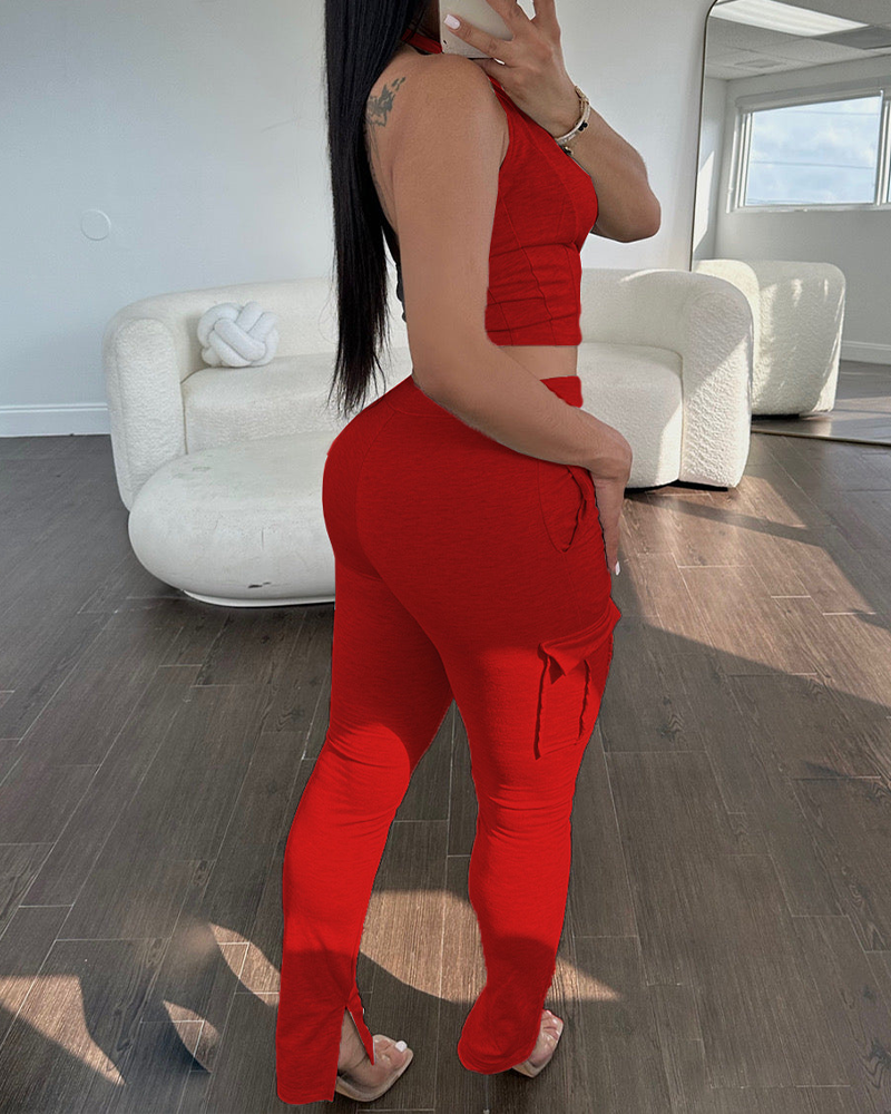 Tight Zip-Up Top Hip-Lifting Pants Set