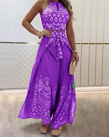 Printed Retro Casual Suit