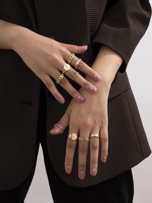 9pcs Star Decor Ring for Women