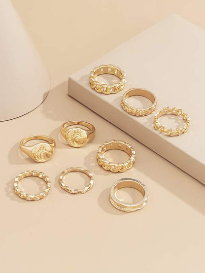 9pcs Star Decor Ring for Women
