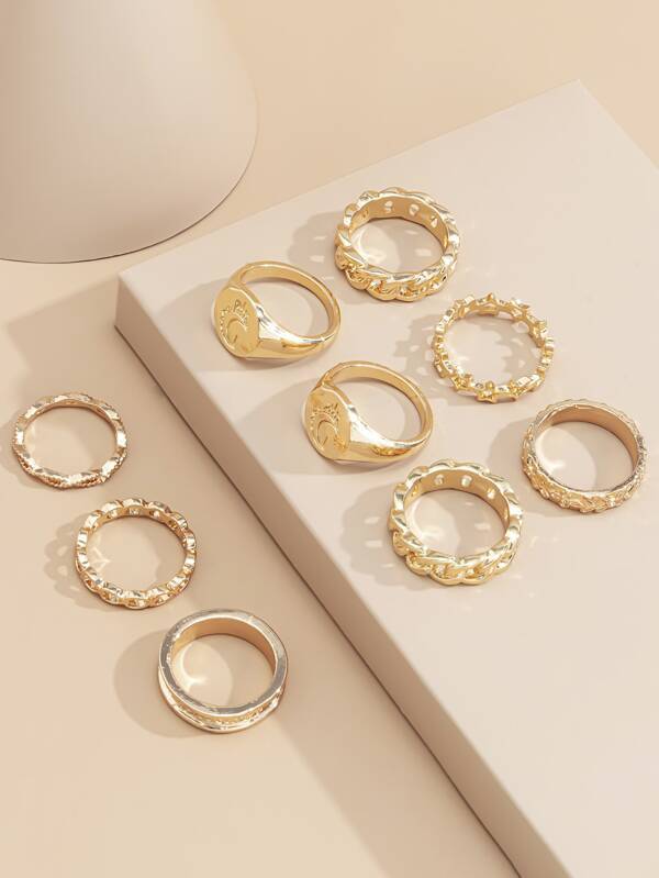 9pcs Star Decor Ring for Women