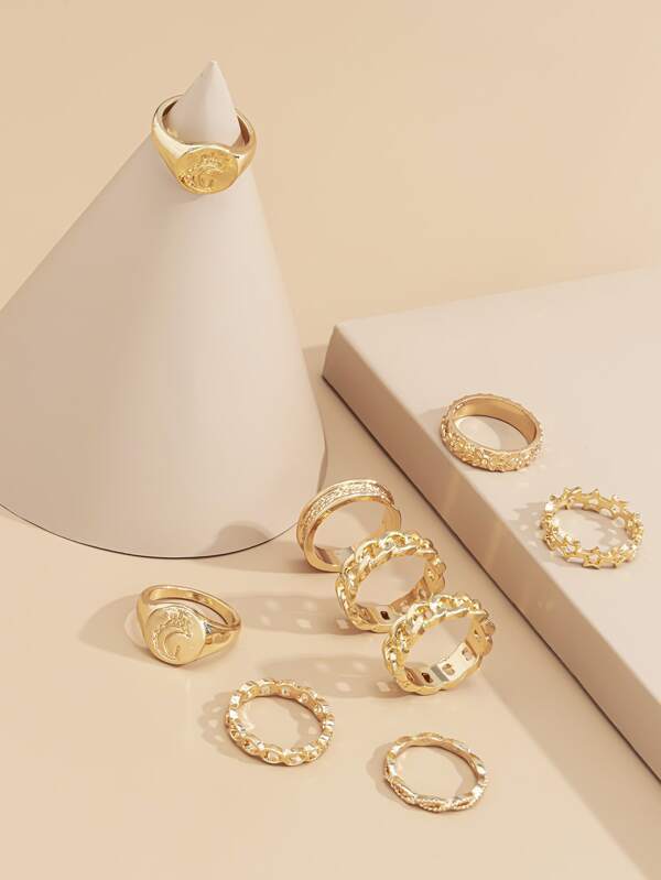 9pcs Star Decor Ring for Women