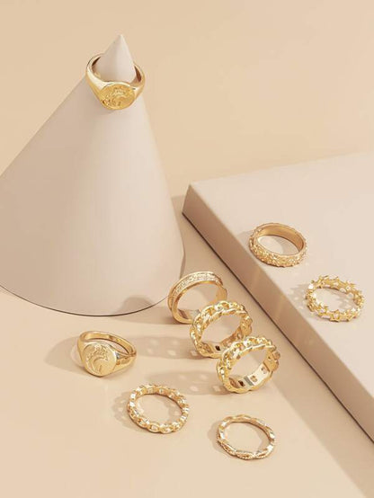 9pcs Star Decor Ring for Women