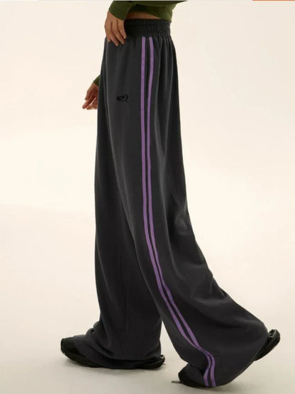 Women Y2K Vintage Stripe Wide Leg Oversize Jogging Streetwear Pants