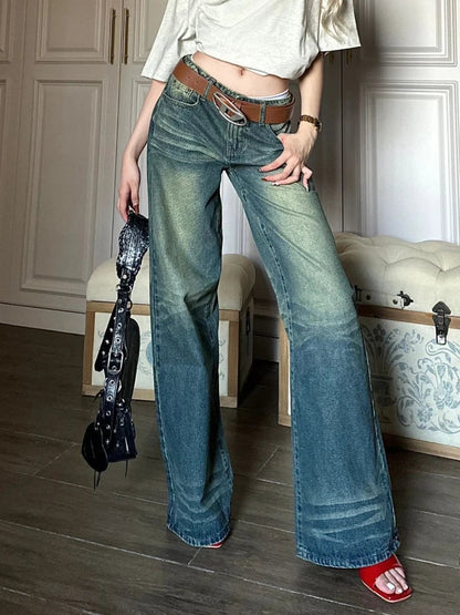 Jeans Women Y2k Fashion Baggy Style High Waist Wide Leg Denim Pants