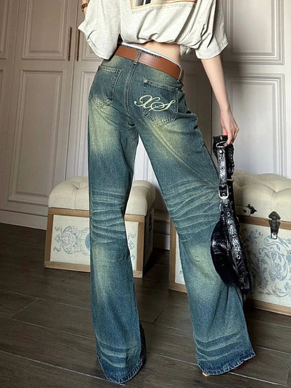 Jeans Women Y2k Fashion Baggy Style High Waist Wide Leg Denim Pants
