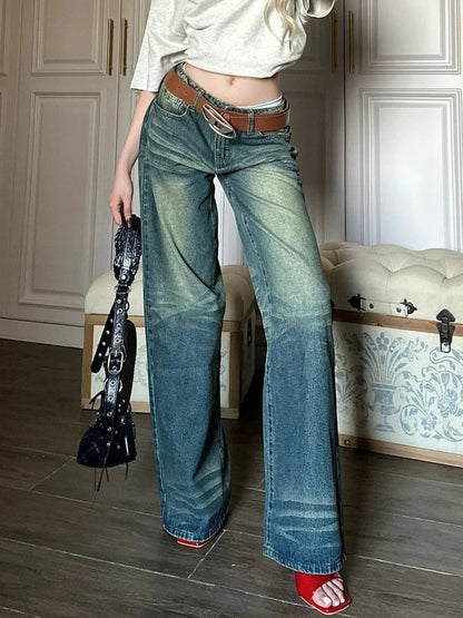 Jeans Women Y2k Fashion Baggy Style High Waist Wide Leg Denim Pants