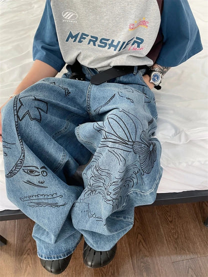 Wide Leg Pants Baggy Jeans For Women Y2k Hip Hop Pants